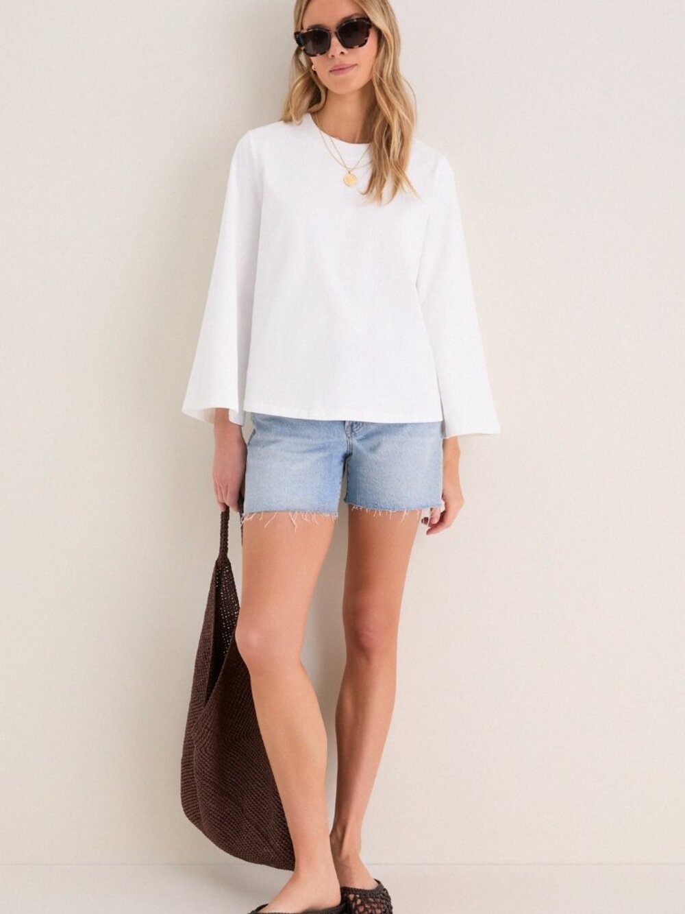 Tuckernuck White Adler Tee Bell Sleeve Top Size XS NEW Long Sleeves Relaxed Fit - Picture 12 of 12